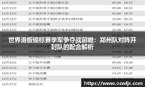 世界滑板锦标赛季军争夺战前瞻：郑州队对阵开封队的配合解析